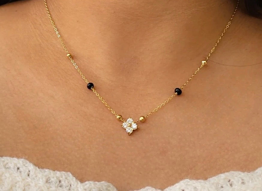 Gold Plated Flower Pendant Mangalsutra