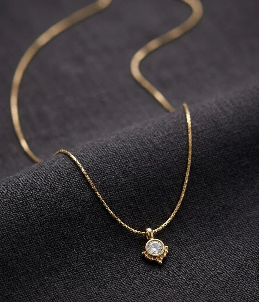 Gold Plated Stone Pendant Chain