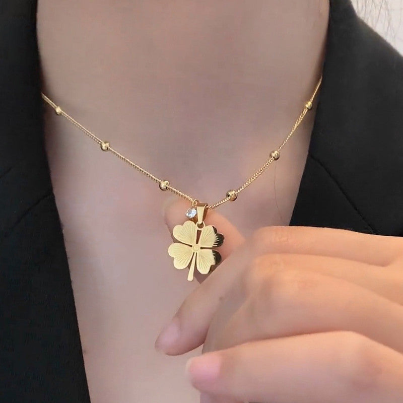 Gold Plated Clover Themed Pendant Chain