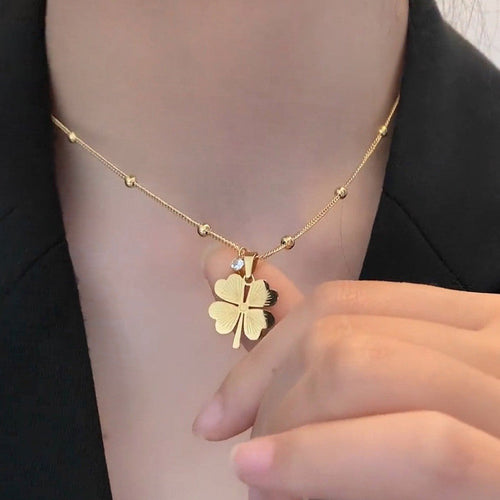 Gold Plated Clover Themed Pendant Chain