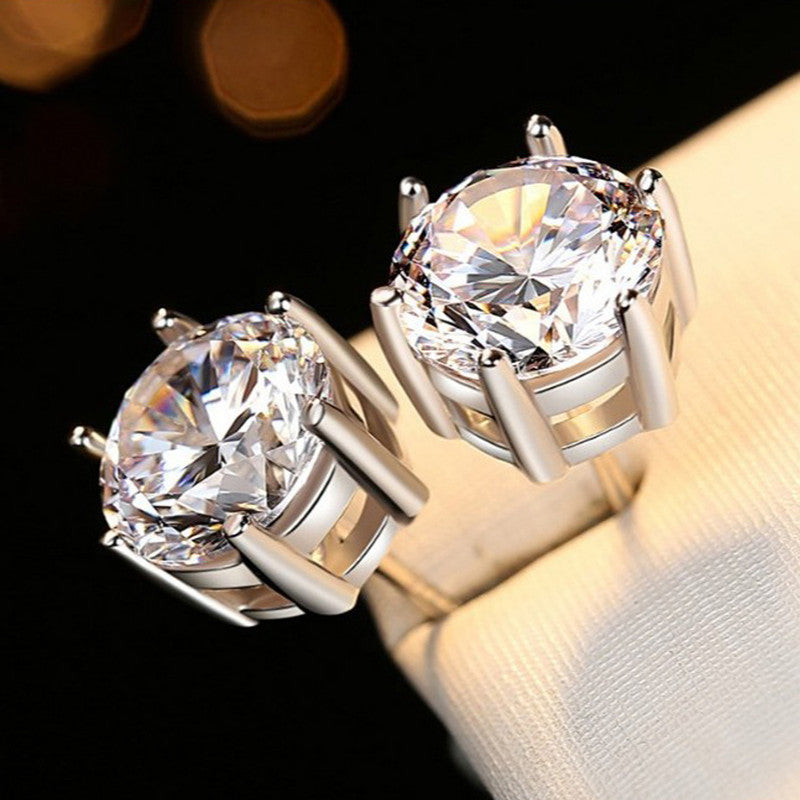 Silver Plated American Diamond Solitaire Studs