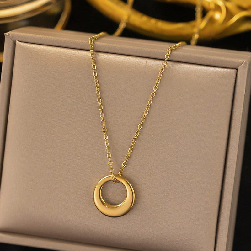Gold Plated Geometric Circle Pendant Chain