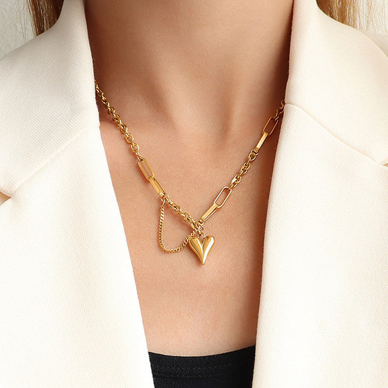 Gold Plated Heart Themed Rope Chain
