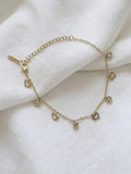 Gold Plated Dangling Hearts Chain Bracelet