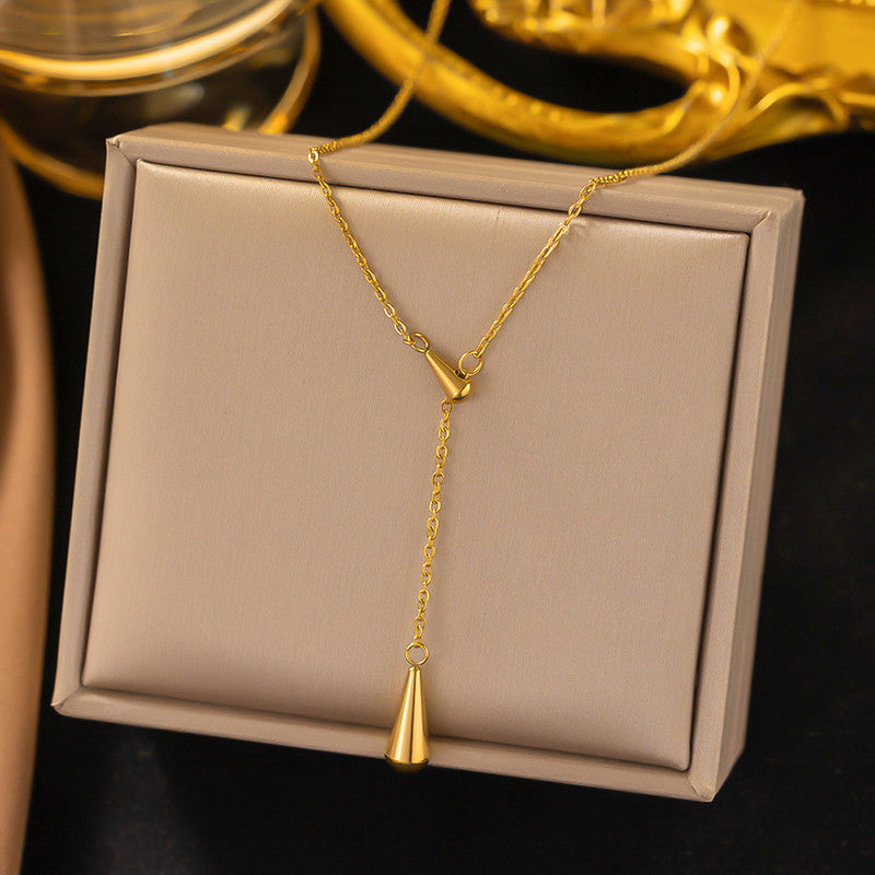 Gold Plated Tear Drop Pendant Chain