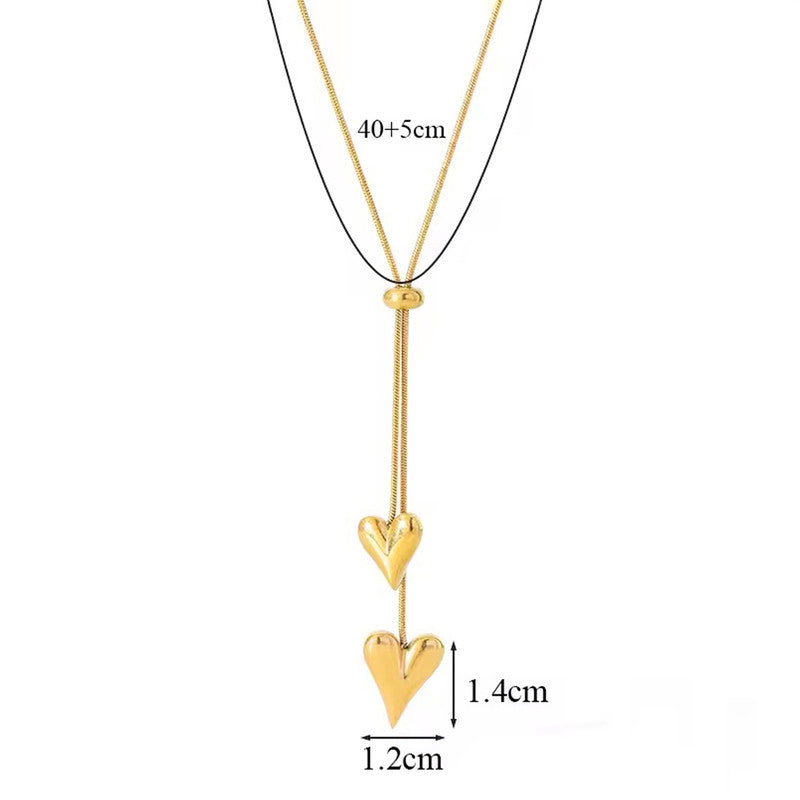 Gold Plated Dual Heart Themed Pendant Chain