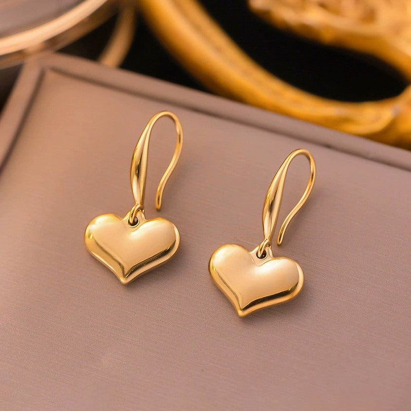 Gold Plated Heart Drop Themed Earrings