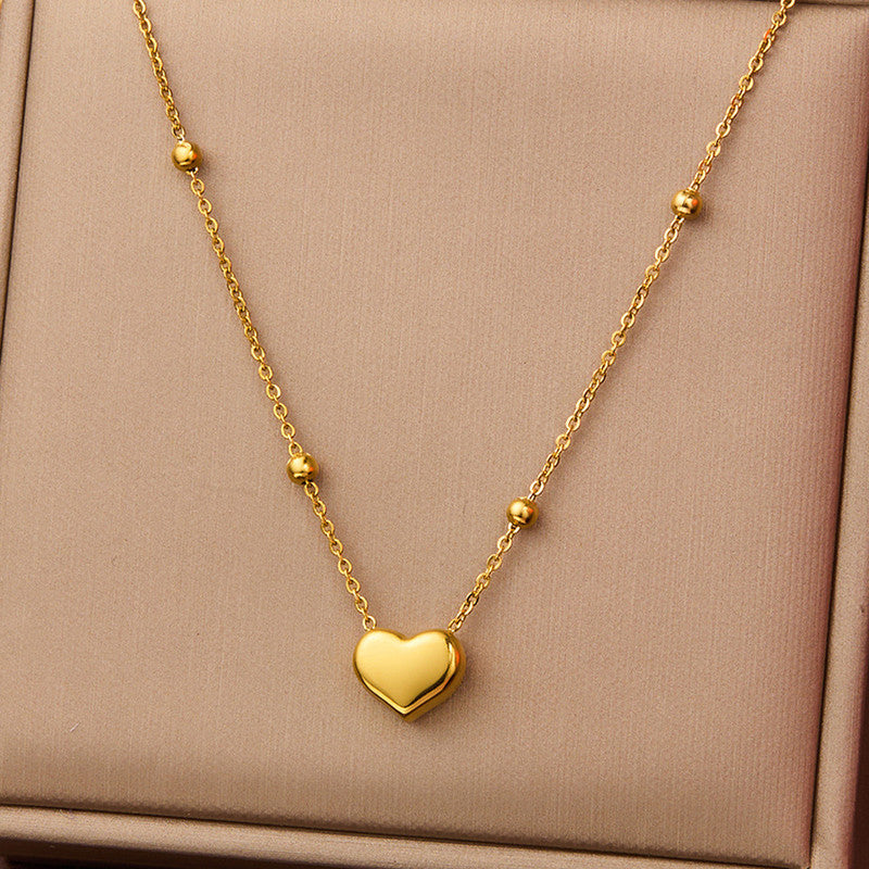 Gold Plated Heart Themed Pendant Chain