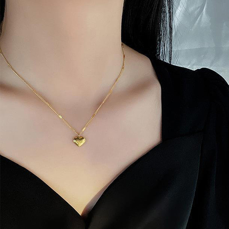 Gold Plated Single Heart Themed Pendant Chain