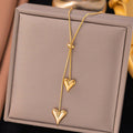 Gold Plated Dual Heart Themed Pendant Chain