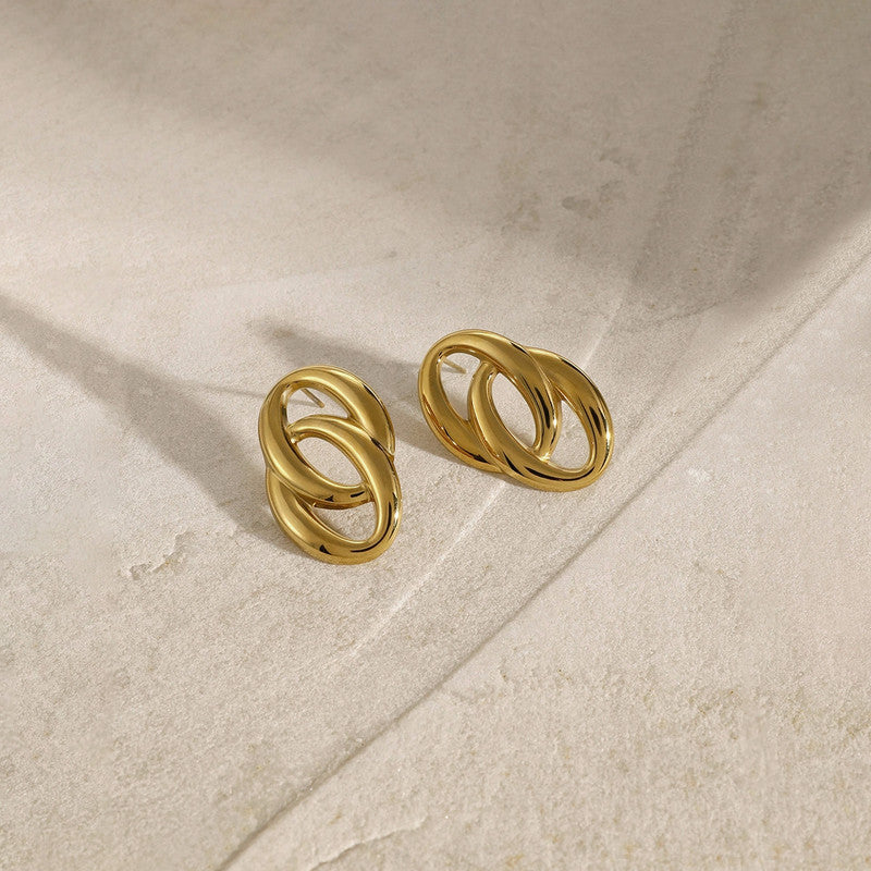 Gold Plated Oval Shaped Party Wear Earrings