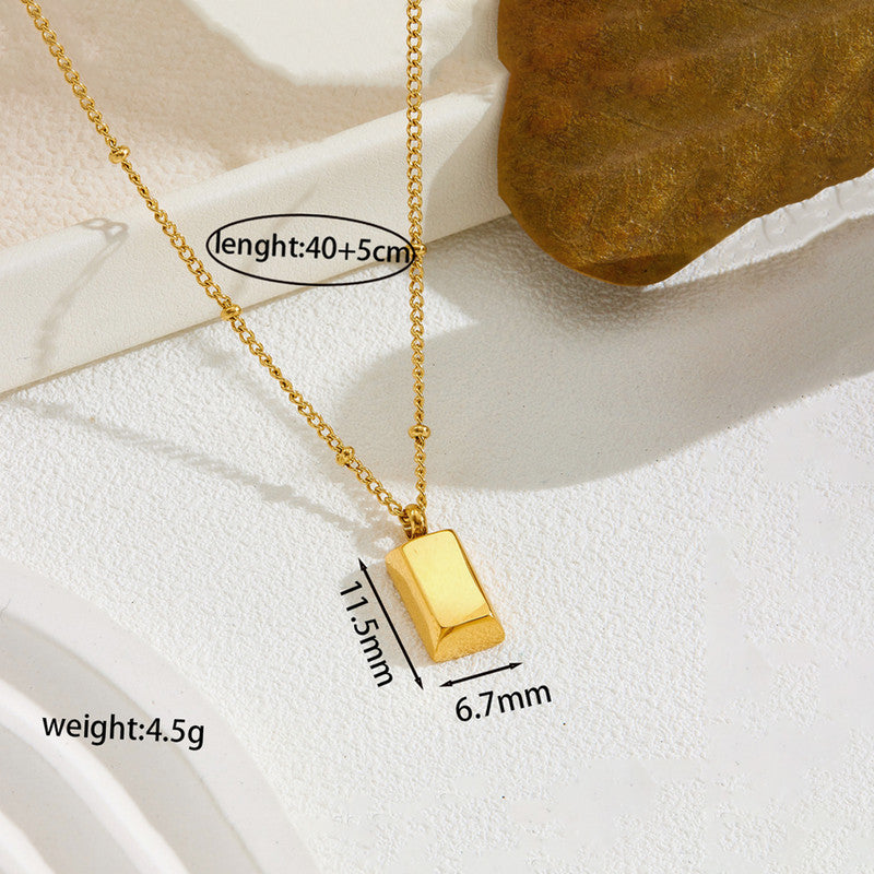 Gold Plated Rectangular Pendant Chain
