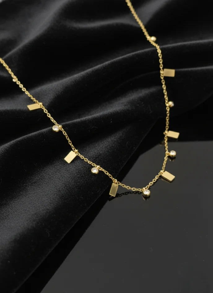 Gold Plated Dangling Stones Chain