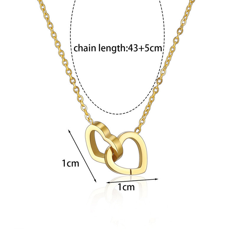 Gold Plated Dual Heart Themed Pendant Chain
