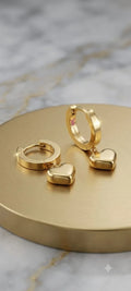 Gold Plated Heart Themed Drop Earrings