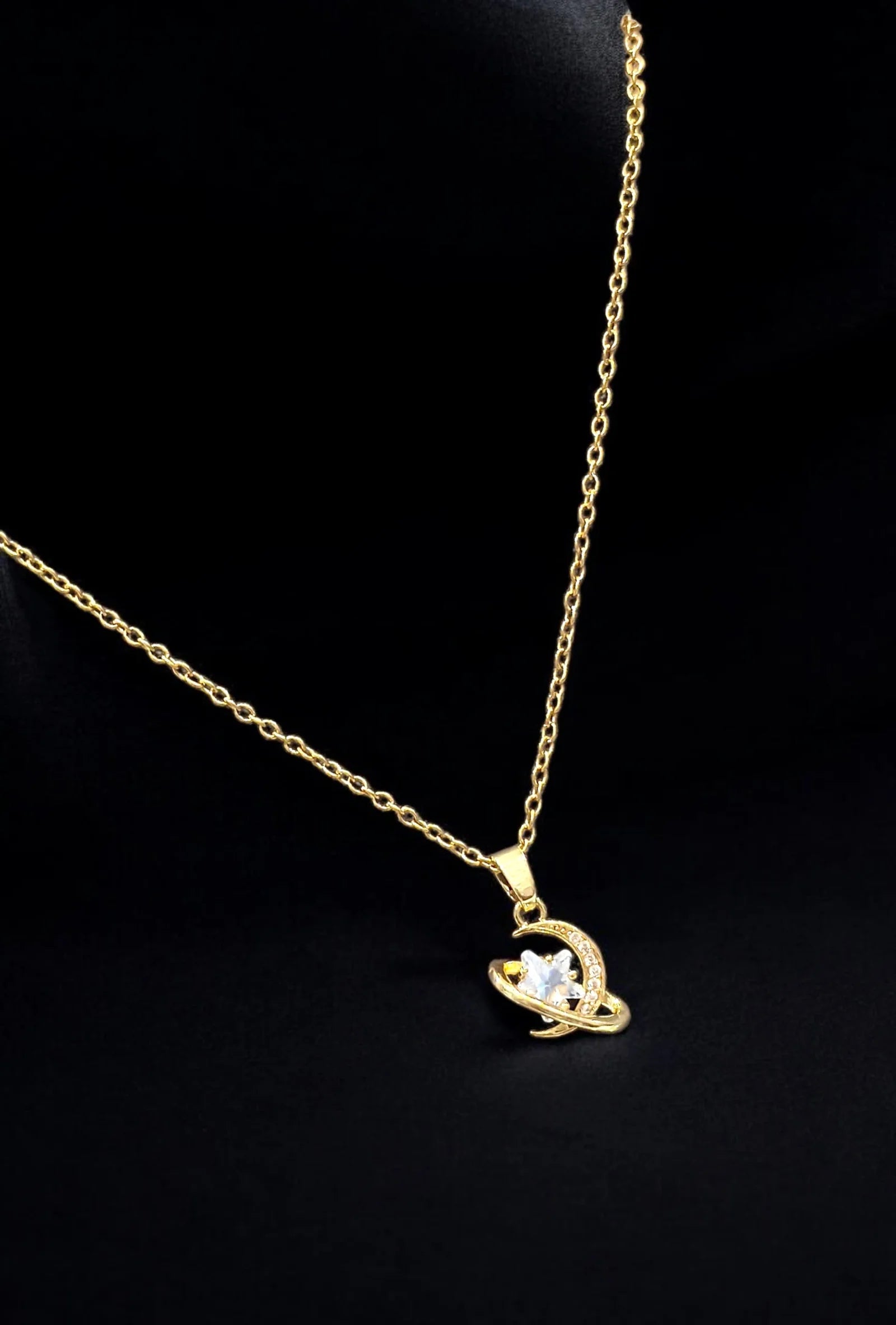Gold Plated Half Moon Pendant Chain