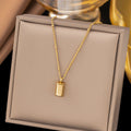 Gold Plated Rectangular Pendant Chain