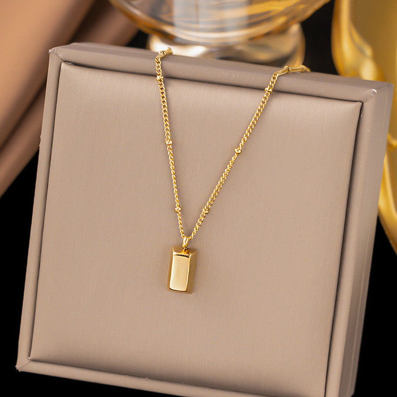Gold Plated Rectangular Pendant Chain