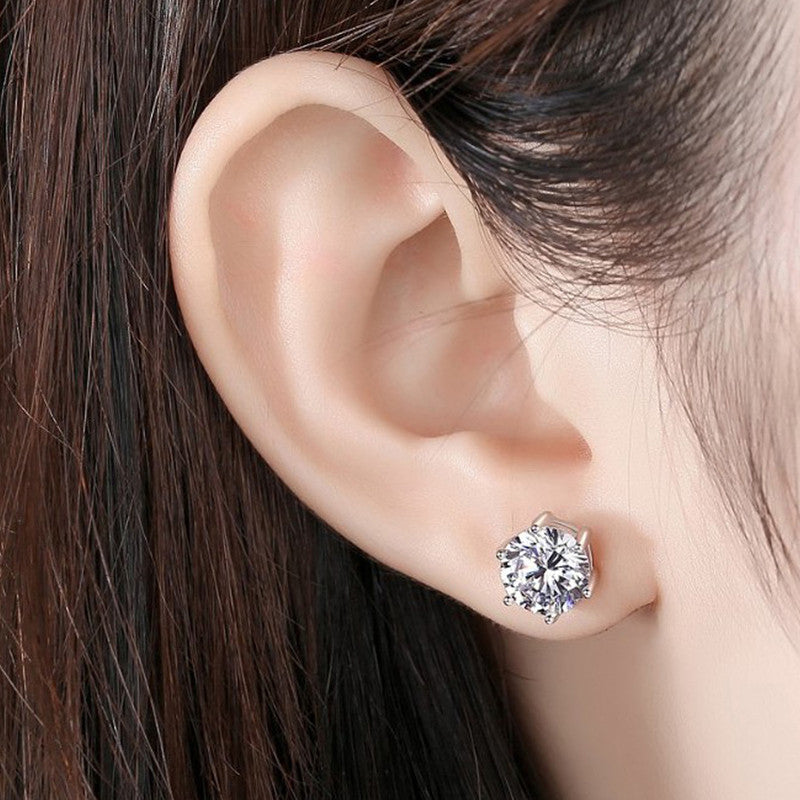 Silver Plated American Diamond Solitaire Studs