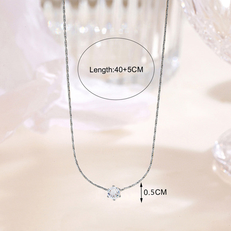 Silver Plated Hexagon Stone Pendant Chain