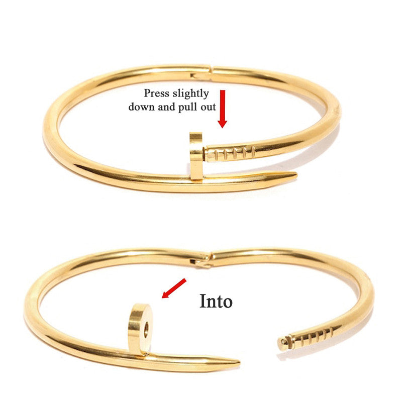 Gold Plated Nail Bracelet