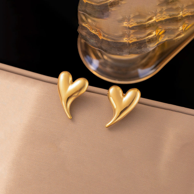 Gold Plated Heart Stud Earrings
