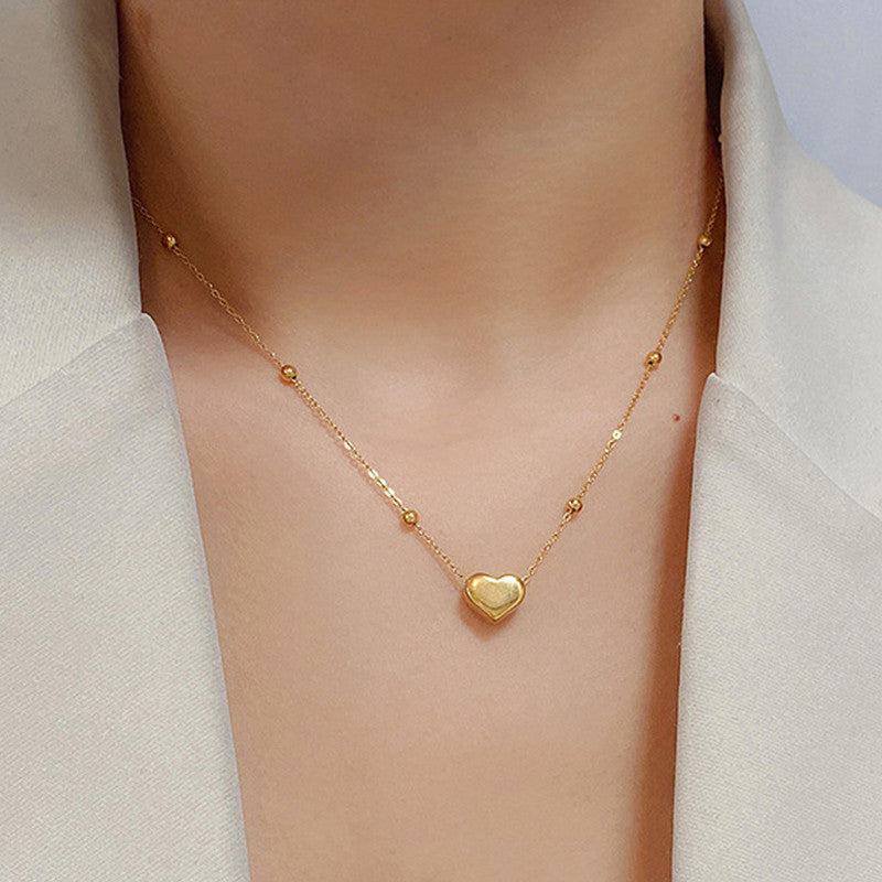 Gold Plated Heart Themed Pendant Chain