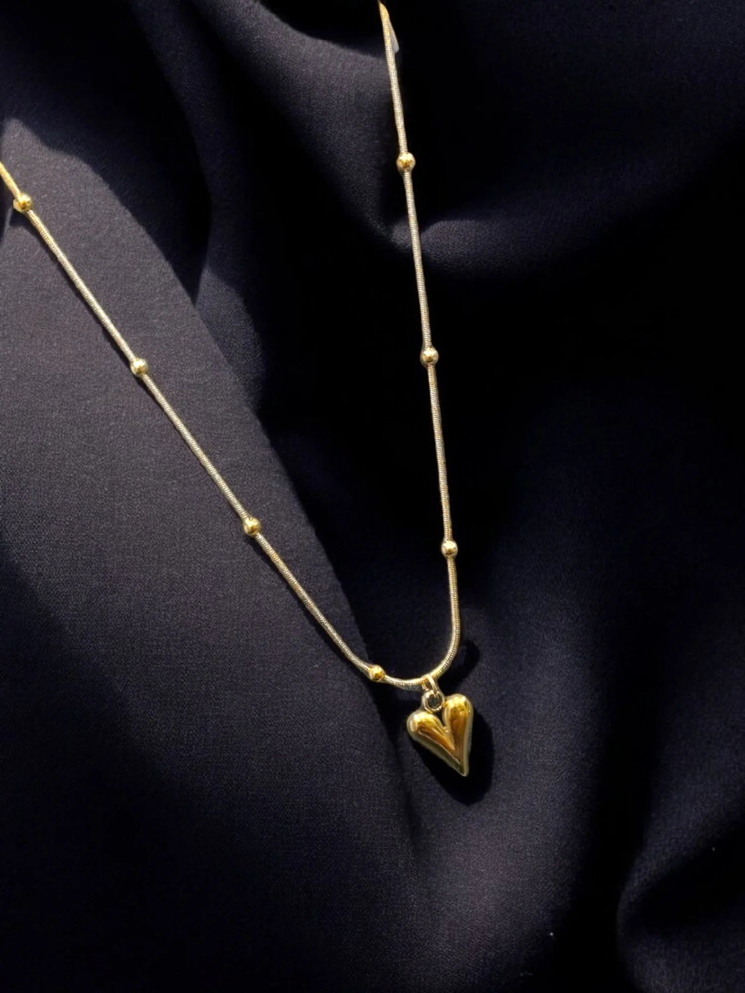 Gold Plated Heart Themed Pendant Chain