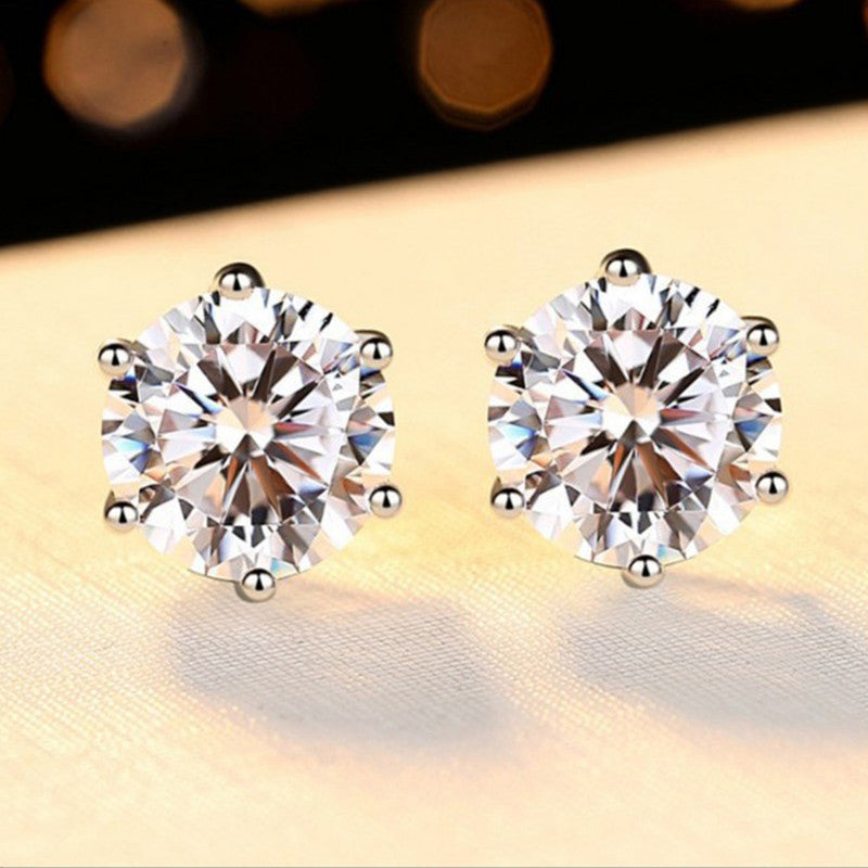 Silver Plated American Diamond Solitaire Studs