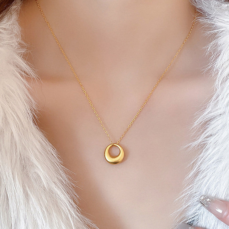 Gold Plated Geometric Circle Pendant Chain