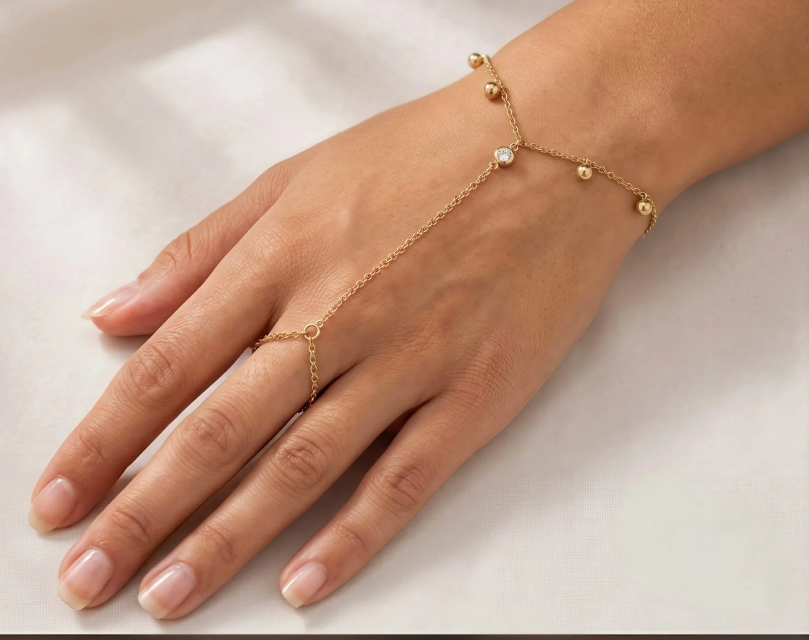 Gold Plated Dangling Drops Hand Chain