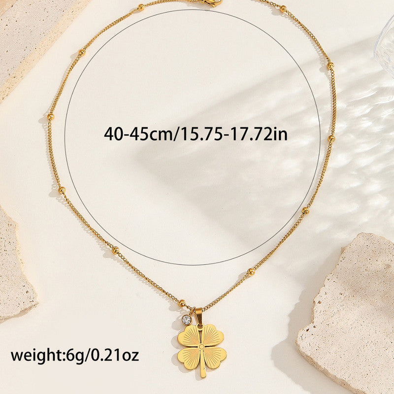 Gold Plated Clover Themed Pendant Chain