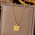 Gold Plated Clover Themed Pendant Chain