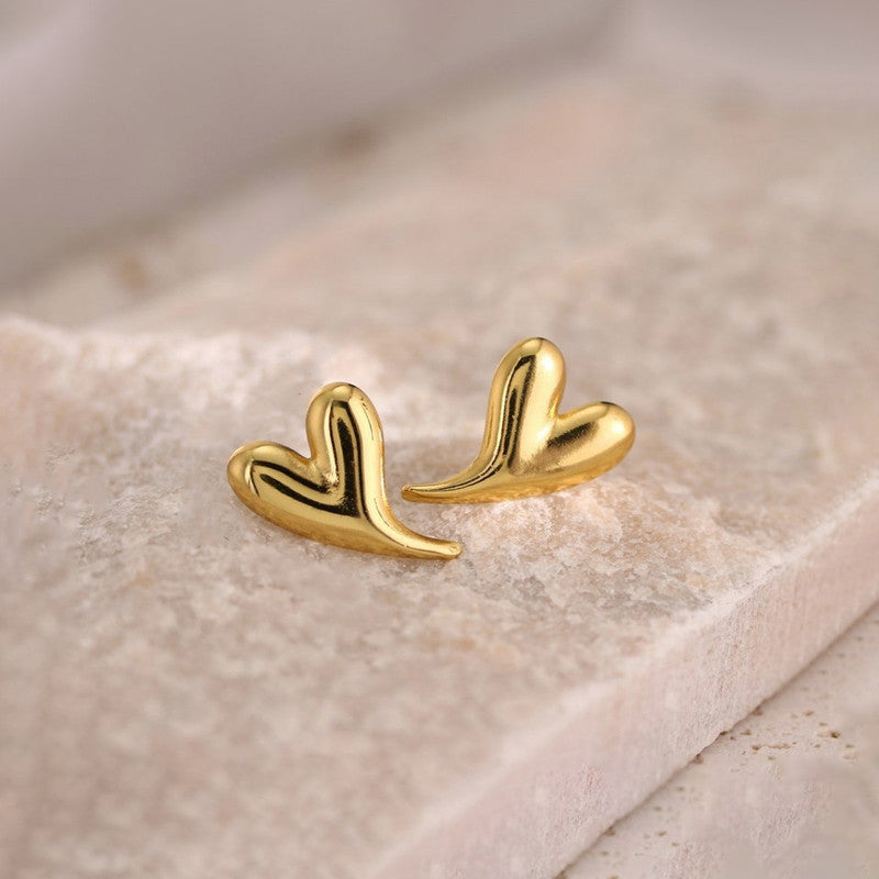 Gold Plated Heart Stud Earrings