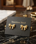 Gold Plated Bow Drop Earrings