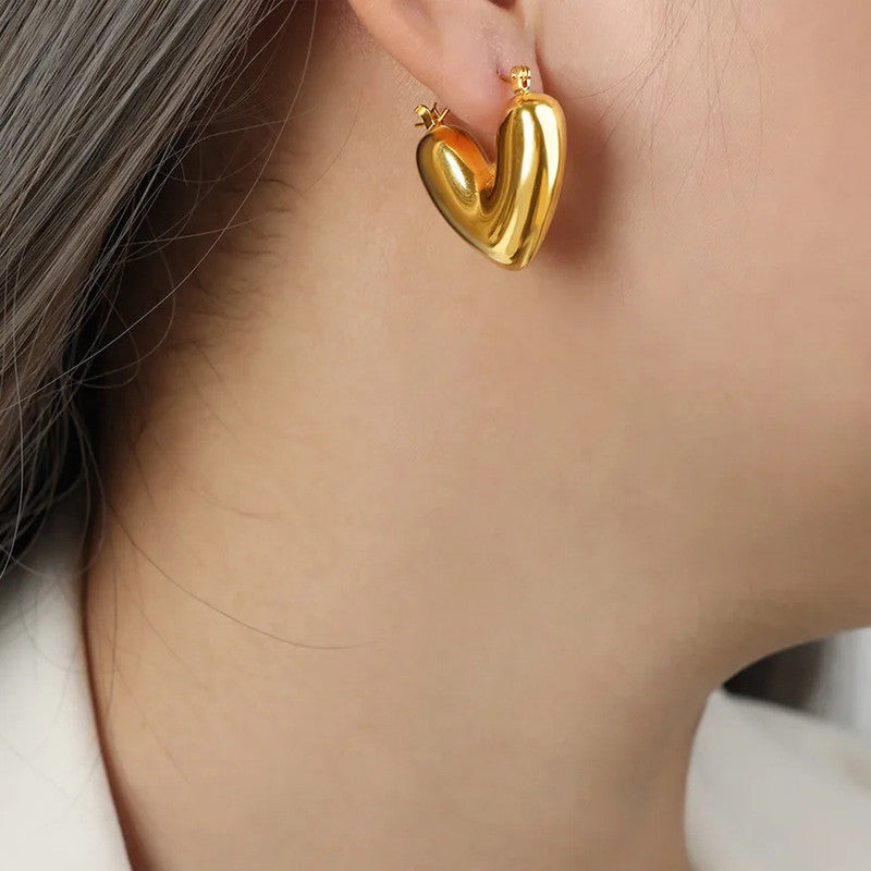 Gold Plated Heart Themed Earrings