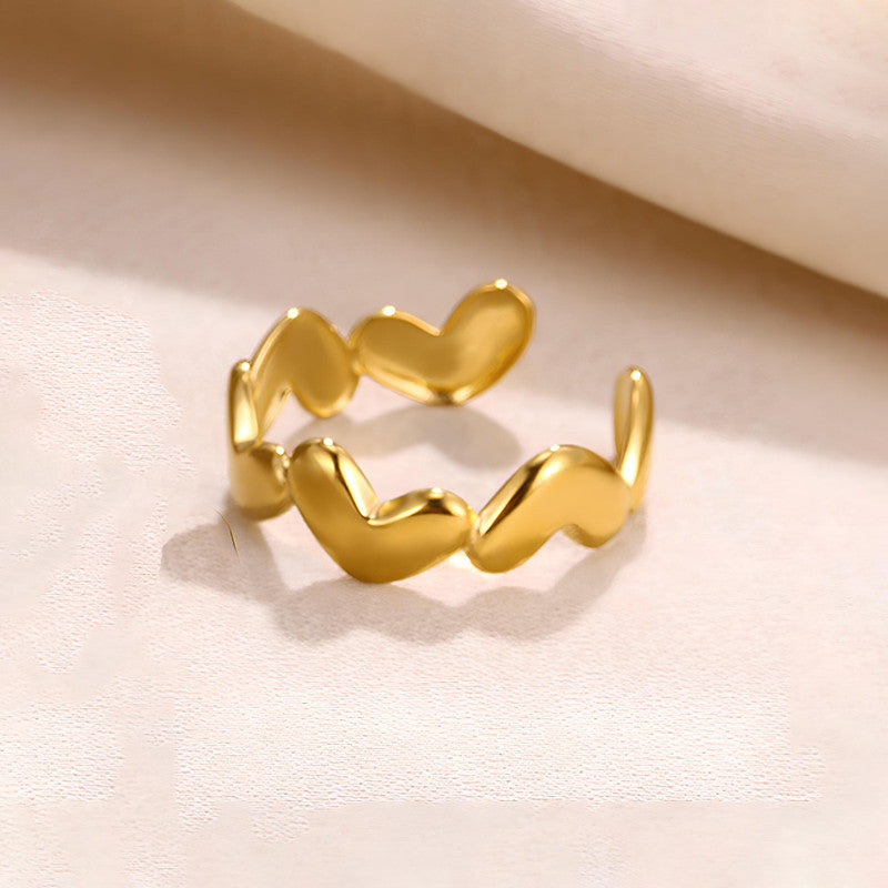Gold Plated Heart Themed Adjustable Finger Ring