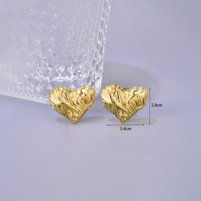 Gold Plated Heart Stud Earrings