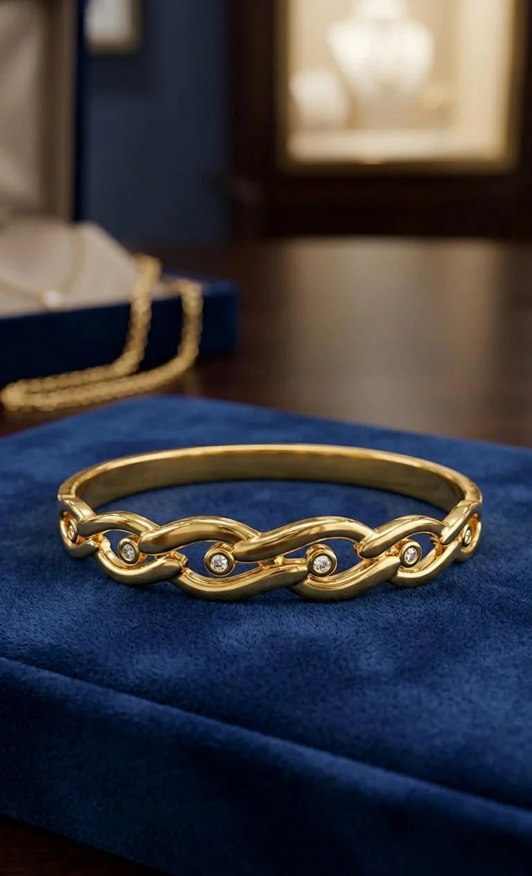 Gold Plated AD Studded Party Wear Bracelet