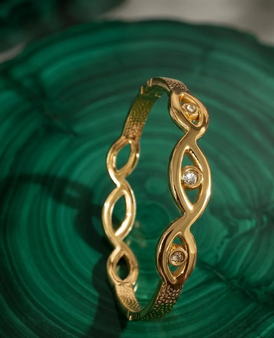 Gold Plated AD Studded Contemporary Bracelet