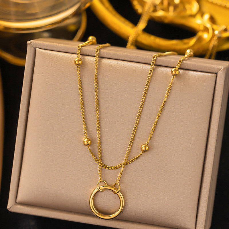 Gold Plated Dual Layered Hoop Pendant Chain
