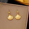 Gold Plated Shell Drop Themed Earrings
