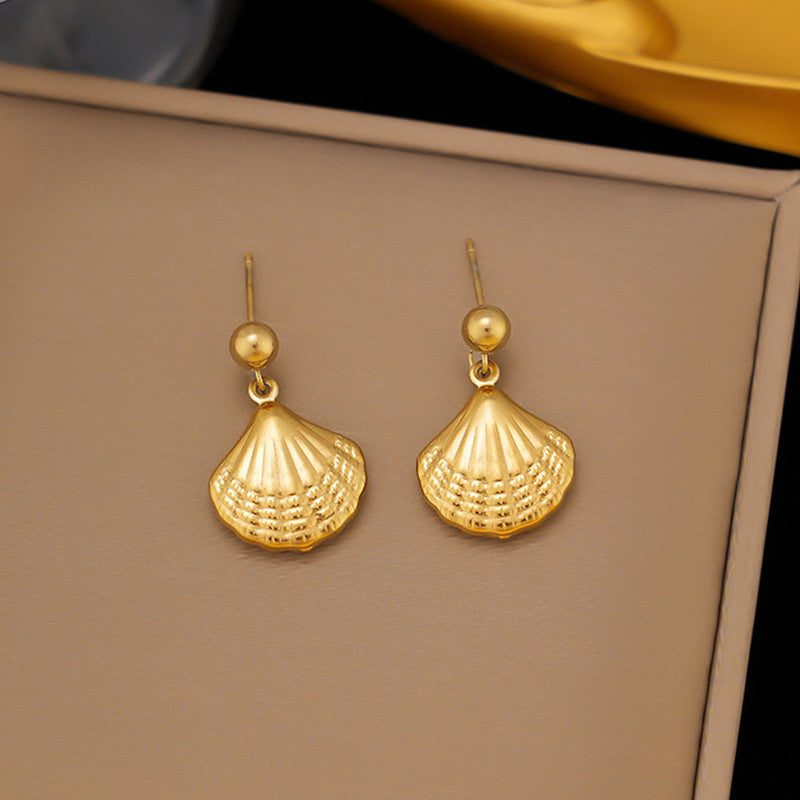 Gold Plated Shell Drop Themed Earrings