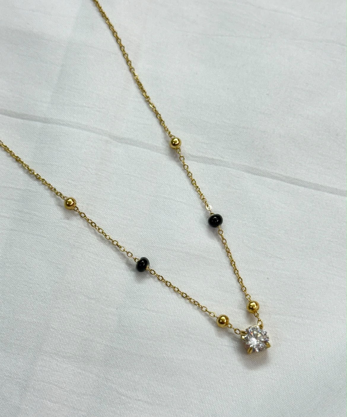 Gold Plated Solitaire Diamond Model Mangalsutra