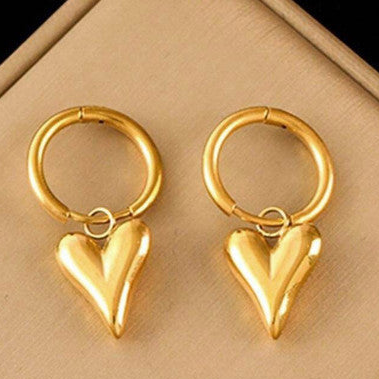 Gold Plated Heart Themed Earrings