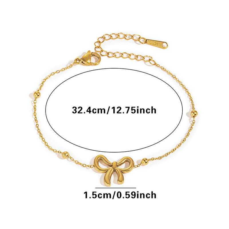 Gold Plated Infinite Bow Themed Jewellery set with chain,Earrings,Bracelet