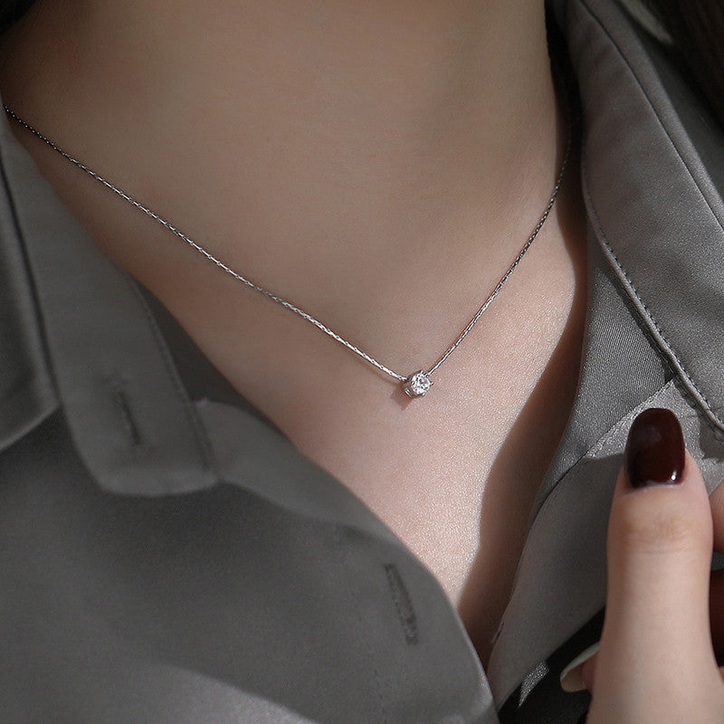 Silver Plated Hexagon Stone Pendant Chain