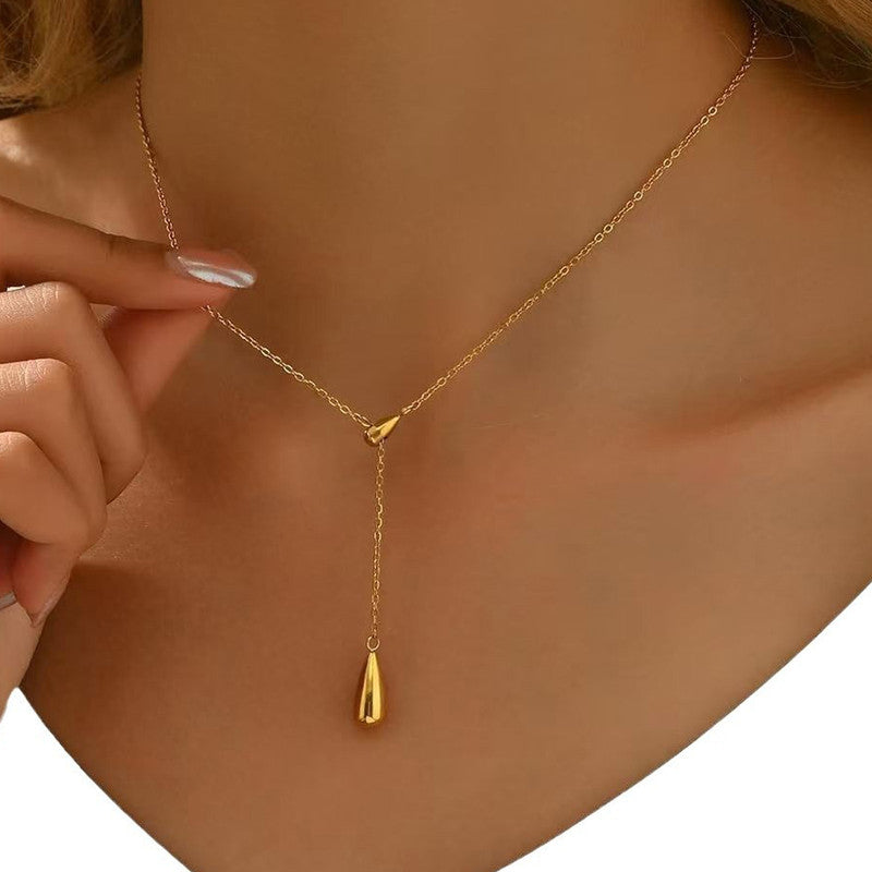 Gold Plated Tear Drop Pendant Chain