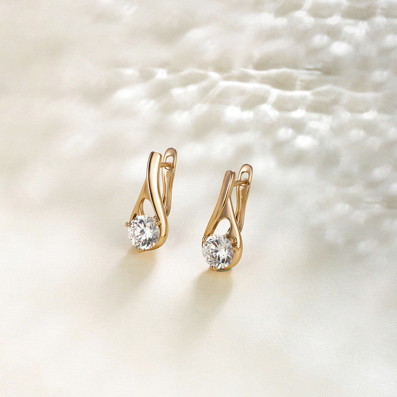 Gold Plated AD Studded Contemporary Earrings