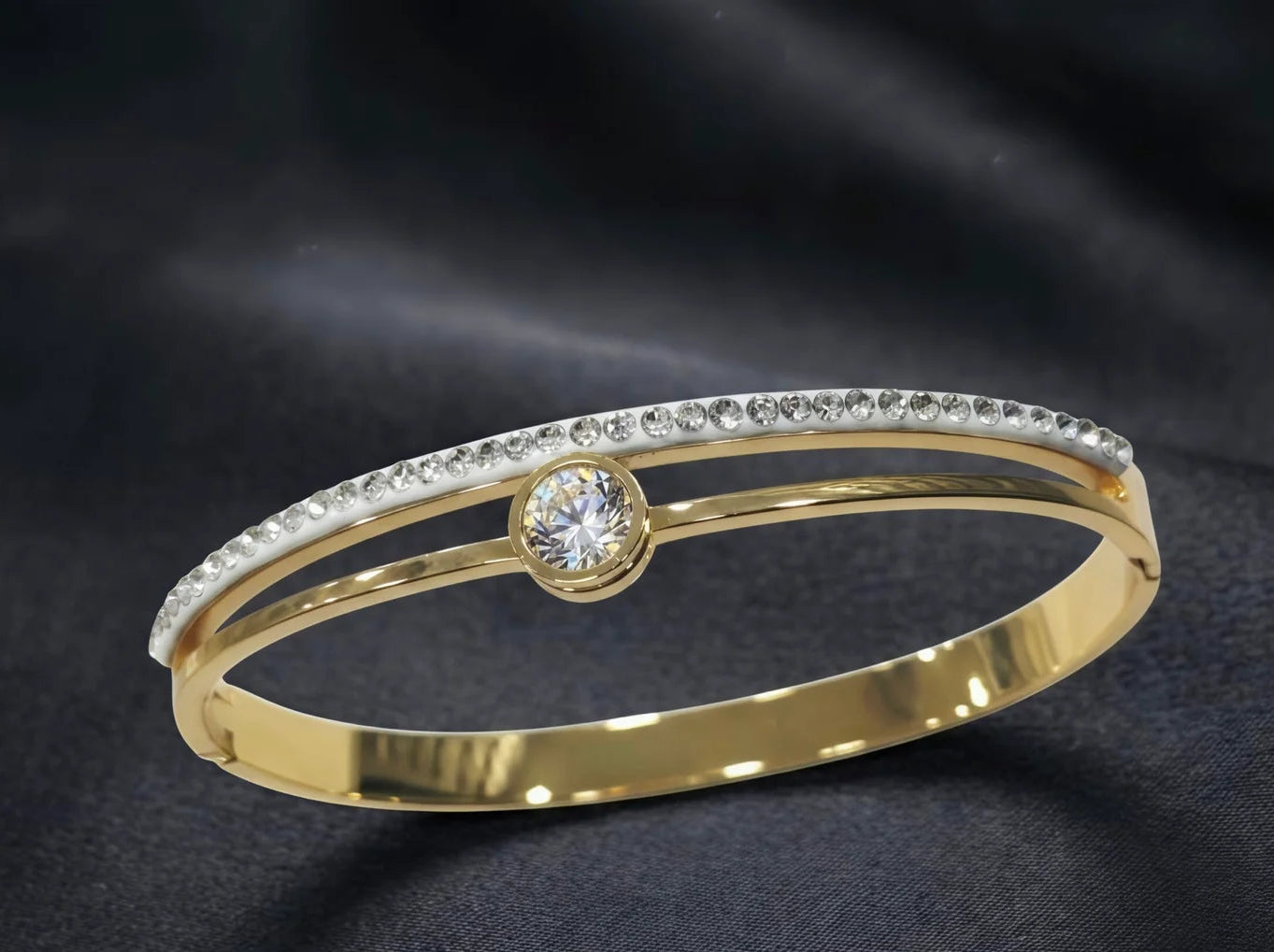 Gold Plated AD Studded Enamel Bracelet